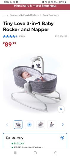Tiny Love 3 in 1 Baby rocker & napper