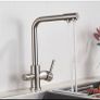 Filter Kitchen Faucet Chrome Drinking Pure Water Kitchen Tap Deck Mounted Dual Handles 3-Ways Hot and Cold Water Mixer Image 7