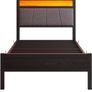 single LED Lights,Metal Upholstered Platform Bed Frame with Charging Station Image 9