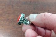 925 Silver and Red Coral Ring