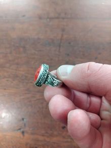 925 Silver and Red Coral Ring