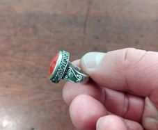 925 Silver and Red Coral Ring