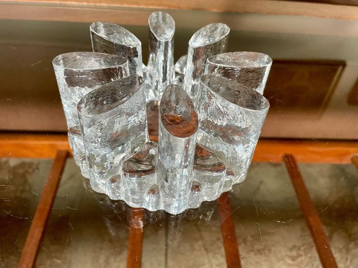 Vintage 1960s Georgshutte Art Glass Votive Candle Holder Trivet Dish Warmer
