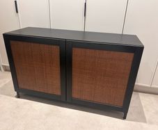 Black Cabinet with Brown Wicker