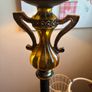 "Vintage Hollywood Regency Brass style Floor Lamp - Amber Glass Font & Original Bell Shade"  H155cm Image 2