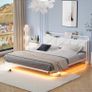 Floating King Metal Bed Frame with LED Lights & USB Charging Station, 150x200cmMetal Image 7