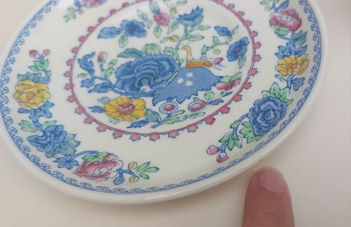 Beautiful and Rare Masons Patent Ironstone Set of Six Straight Sided Coffee/Tea Cup and Saucer Duos in the Regency Pattern, Circa 1950