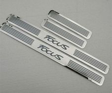 Car Door Sill Protector for Ford Focus 2009-2021 4PCS Scuff Plate Stainless Steel Stickers Accessories,Silver