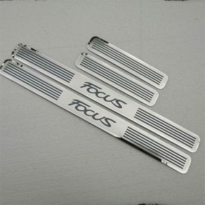Car Door Sill Protector for Ford Focus 2009-2021 4PCS Scuff Plate Stainless Steel Stickers Accessories,Silver