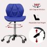 Office Computer Chair, Blue, Gaming Secretary Adjustable Swivel Legs Lift Chrome Pu Faux-Leather Image 3