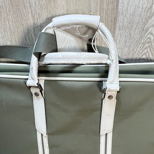 Lacoste Green and White Canvas Travel Bag with Shoulder Strap