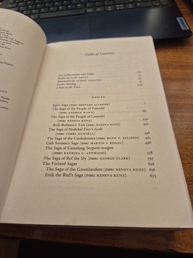 The Sagas of Icelanders: Egil's saga, People of Vatnsdal, People of Laxardal, The Greenlanders, Eirik the Red, Hrafnkel Frey's Godi, Tale of Halldor Snorrason II, The Confederates, Gisli Sursson's Saga, Gunnlaug Serpent Tongue, Ref the Sly.