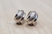 Sterling Silver 925 Ribbed Huggie Hoop Earrings - Thai 925 - 8.94g