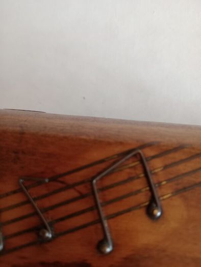 Antique Wooden and Brass Inlay Music Jewellery Box