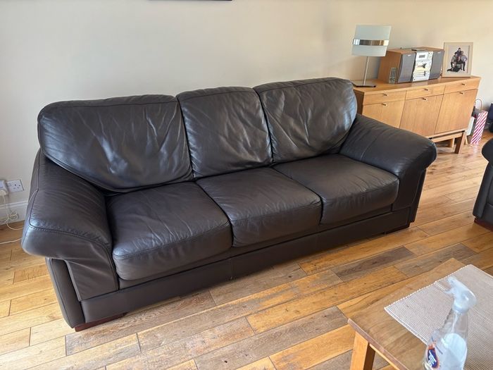 Leather Couch 3 seater 2 seater and footstool