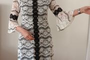 cream &amp; black dress