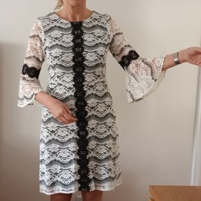 cream & black dress