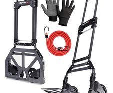 Folding Hand Truck Aluminium, Heavy Duty Hand Truck Foldable Trolley on Wheels, Multi Purpose Sack Truck Moving Trolley, 80kg