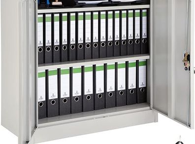 Filing Cabinet with Compartments, Lockable, 2 Double Doors