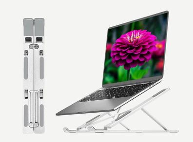 Adjustable Laptop Stand For Desk, Aluminium Portable Laptop Riser Holder, Cooling Stand (10"-15.6") Compatible With Macbook Pro/air, Hp, Lenovo, Sony, Dell, Notebook Tablets Computer (Silver)