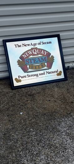 The New age of steam beer mirror ,,newquay,lovely advertising display beer mirror,,nice in any home bar or man cave pub restaurant etc, buyer collects, see pictures for condition, sold as seen.