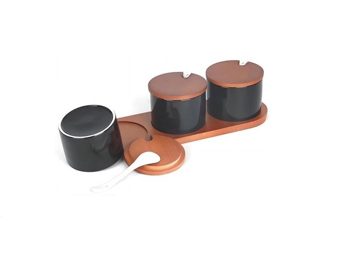 Brand New HASAYAKI Condiment Jars, Set of 3 Porcelain Seasoning Jars,