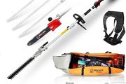 BU-KO 52cc Long Reach Petrol Hedge Trimmer and Pruner Saw with 3x 75cm Extension Pole and Toolbag for Convenient Storage, Ultimate Garden Tool for Precision Cutting, Trim Hedges and Prune with Ease