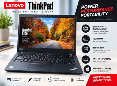 Lenovo ThinkPad T490 Intel i7 8th Gen | 16GB RAM | 256GB SSD | Windows 11 | Office 2021