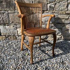 Edwardian Arts and Crafts Oak Armchair.