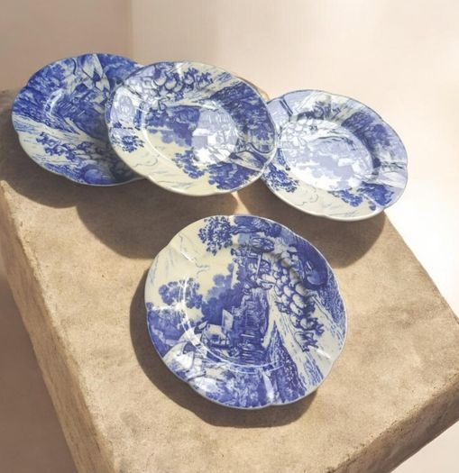 Antique Wileman and Co Pre Shelley Blue Transferware Plate The Foley China England over 100 years old