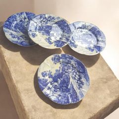 Antique Wileman and Co Pre Shelley Blue Transferware Plate The Foley China England over 100 years old