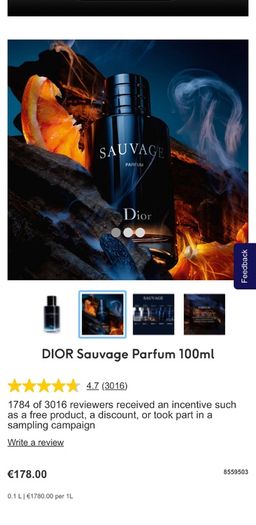 DIOR Sauvage 100ml pure parfum for him