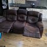 Brown leather 3seater recliner Image 3
