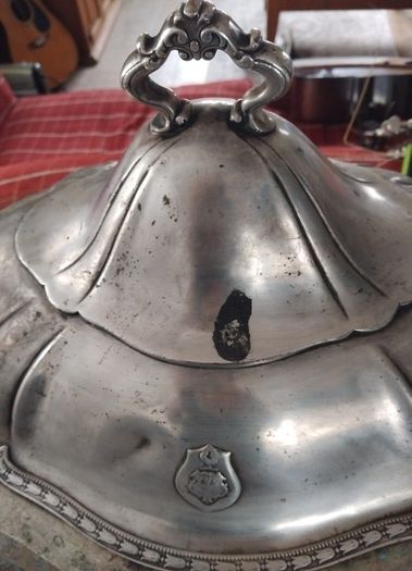antique silver server dish