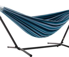 Double Cotton Hammock with Space-Saving Steel Stand Including Carrying Bag, Watermelon