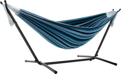 Double Cotton Hammock with Space-Saving Steel Stand Including Carrying Bag, Watermelon