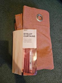 Dusty pink long eyelet curtains