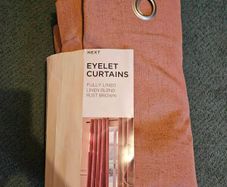 Dusty pink long eyelet curtains
