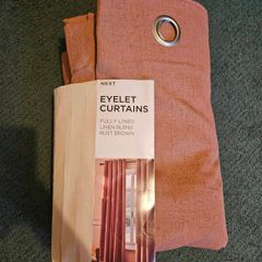 Dusty pink long eyelet curtains