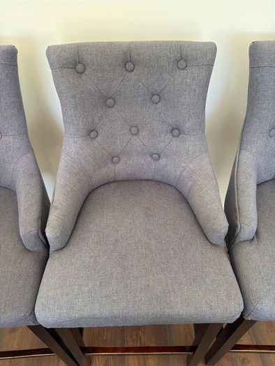 Set of 4 charcoal grey fabric high dining chairs