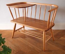 Mid Century Modern Telephone Table Bench Solid Elm & Beech Vintage Retro