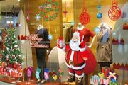 Christmas Window Stickers Large Santa Claus Xmas Tree Gift Box Candy Socks Clings ornament Double-Side DIY Wall Door Mural Decal Sticker for Showcase