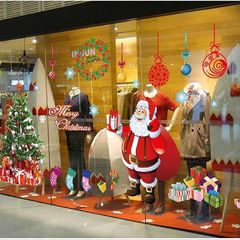 Christmas Window Stickers Large Santa Claus Xmas Tree Gift Box Candy Socks Clings ornament Double-Side DIY Wall Door Mural Decal Sticker for Showcase