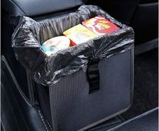 Car Rubbish Bin Hanging Auto Trash Bag Litter Container Water Resistant Leak Proof Collapsible Garbage Organiser, 6.5Ltr Capacity Black