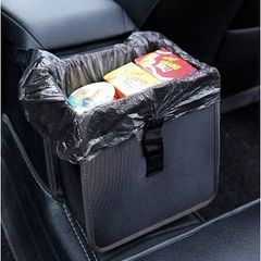 Car Rubbish Bin Hanging Auto Trash Bag Litter Container Water Resistant Leak Proof Collapsible Garbage Organiser, 6.5Ltr Capacity Black