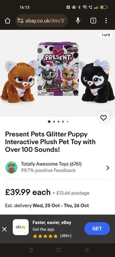 Present Pets Glitter Puppy Interactive Plush Pet Toy with Over 100 Sounds!