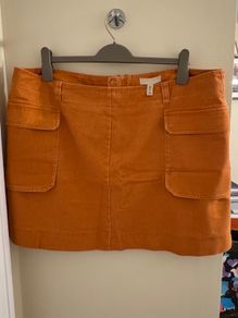 H&M A-Line Amber Orange Denim Skirt with Pockets