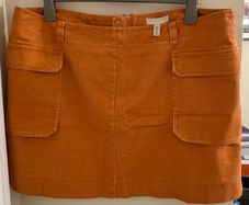 H&M A-Line Amber Orange Denim Skirt with Pockets