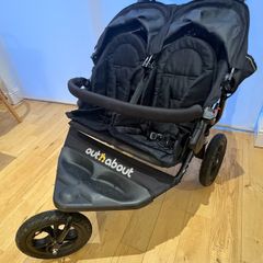 Out and about double double nipper buggy with newborn insert and one footmuff