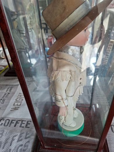 Collector's Porcelain Doll, In A very Large Mahogany Display Case, PRICE IS FOR 1 ONLY these came from a Pub contents,